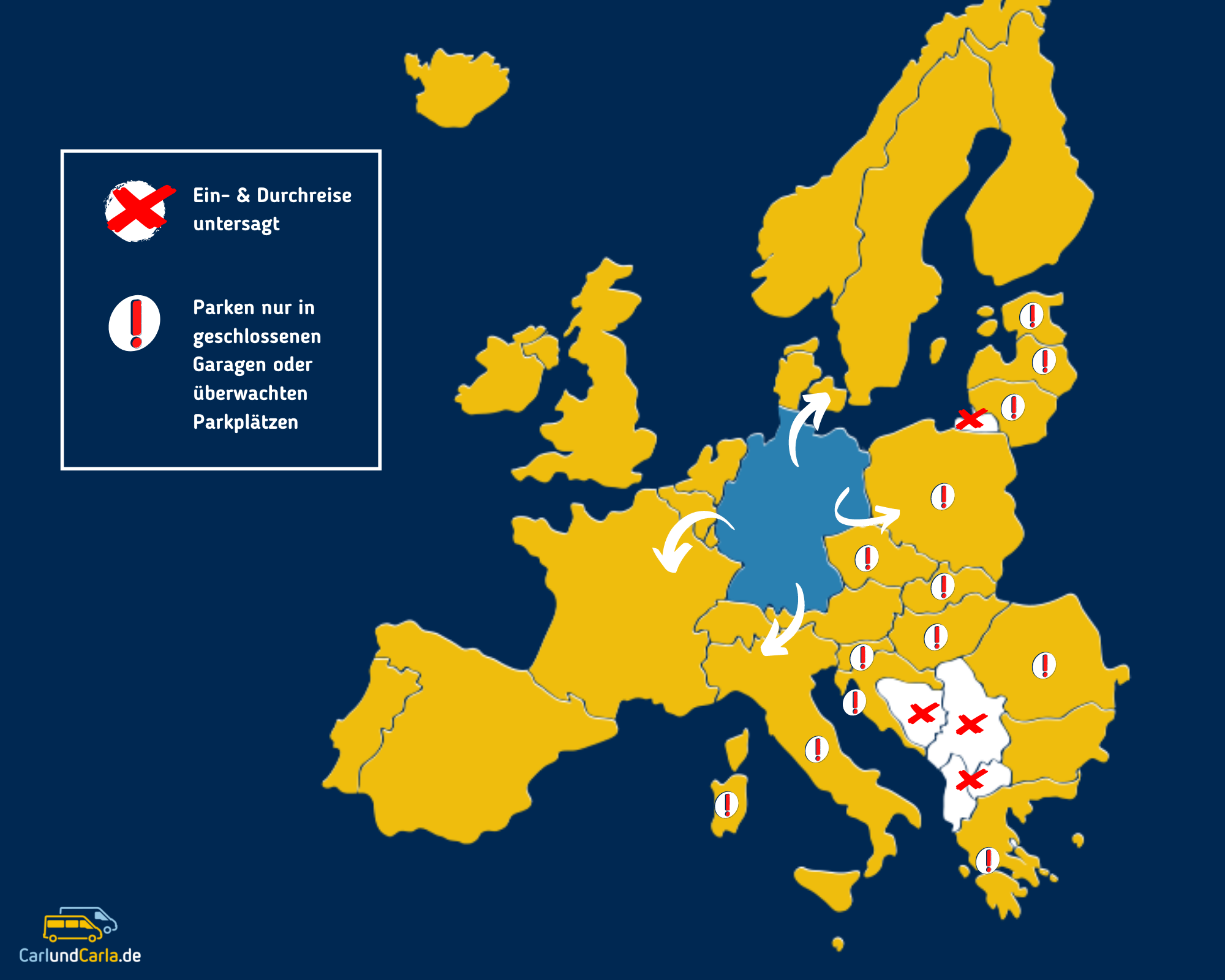 Karte Europa CarlundCarla Reisehinweie